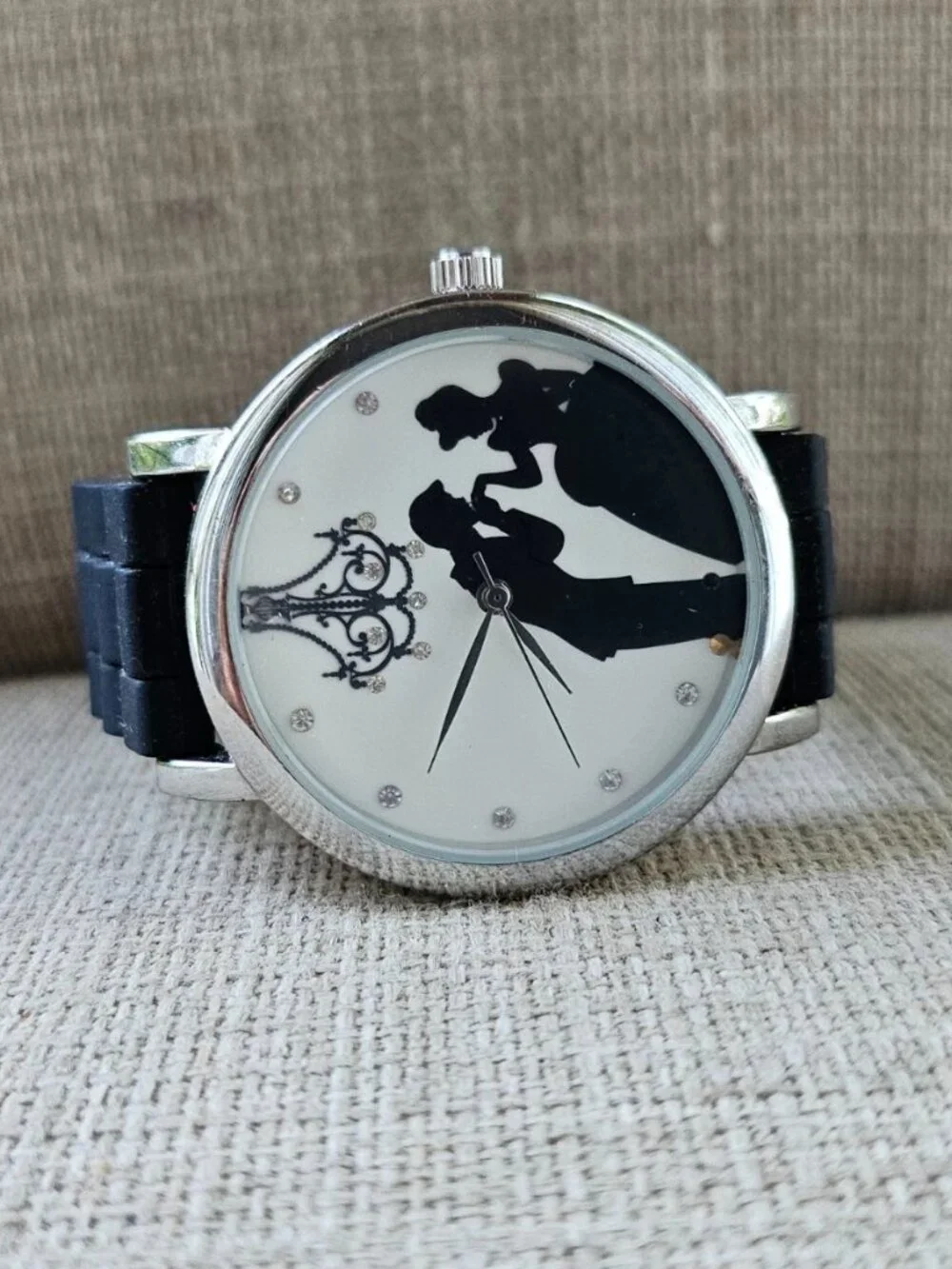 Disney Accutime Wristwatch Black Rubber Strap Quartz Prince Charming Watch